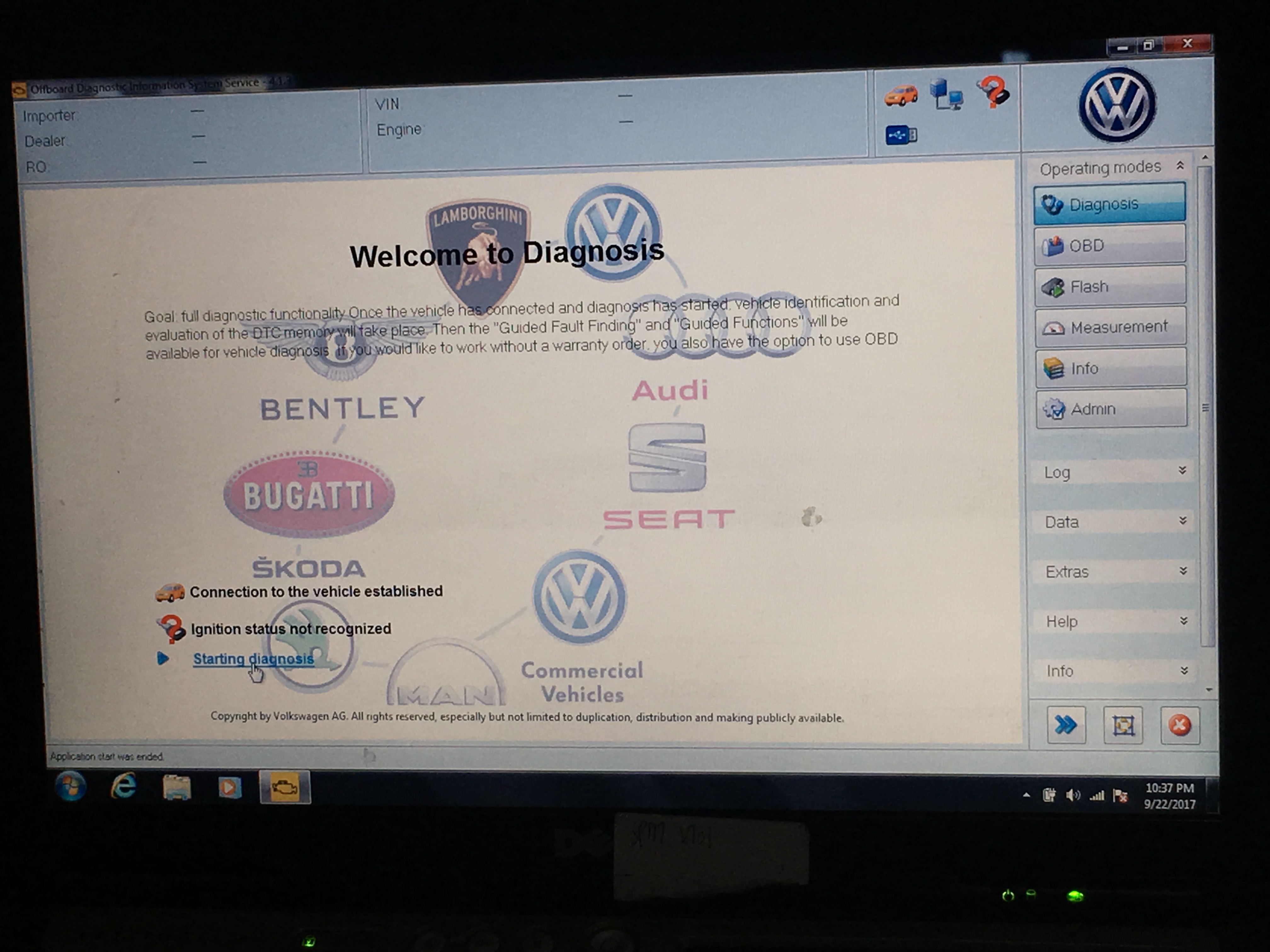 Diagnose VW Passat 2007 with VAS6154 ODIS V4.1.3 successfully-9
